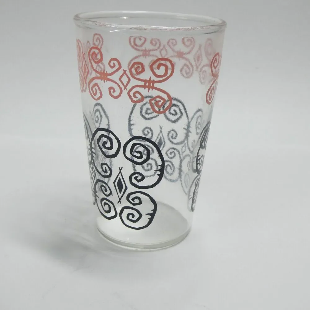 Libbey Pink & Black Scroll Juice Glass 3.75
